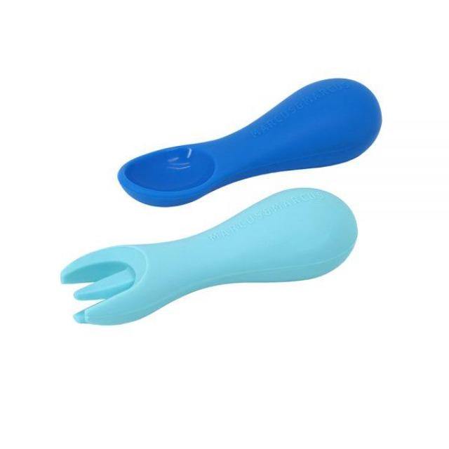 Marcus & Marcus Silicone Palm Grasp Spoon & Fork Set-Bebehaus