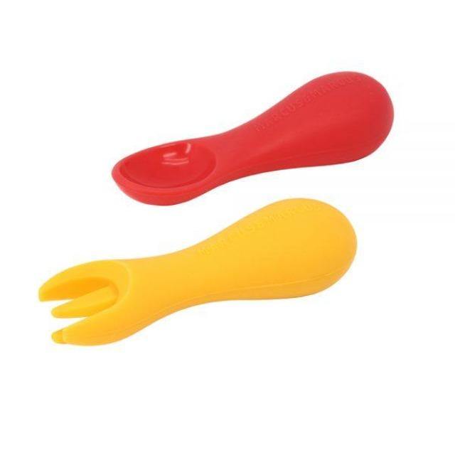Marcus & Marcus Silicone Palm Grasp Spoon & Fork Set-Bebehaus