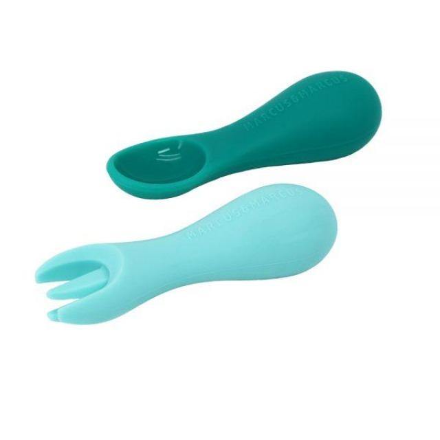 Marcus & Marcus Silicone Palm Grasp Spoon & Fork Set-Bebehaus