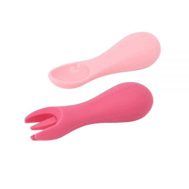 Marcus & Marcus Silicone Palm Grasp Spoon & Fork Set-Bebehaus