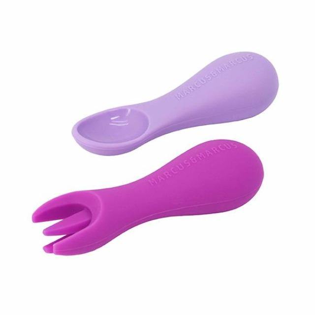 Marcus & Marcus Silicone Palm Grasp Spoon & Fork Set-Bebehaus