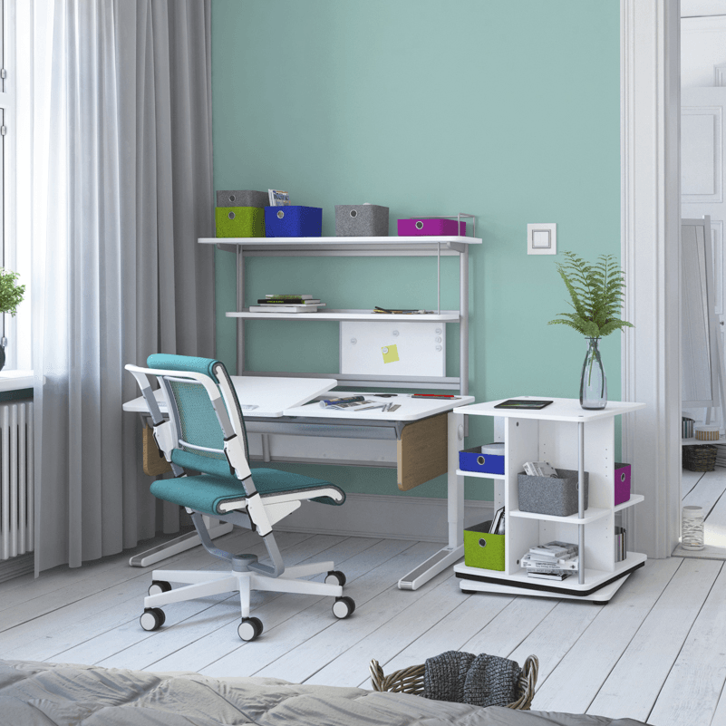 Moll Scooter Ergonomic Study Chair - White-Bebehaus