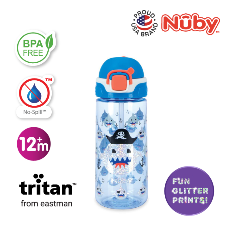 Nuby Tritan With Silicone Spout With Glitter Flip- It Bolt Cup-Bebehaus