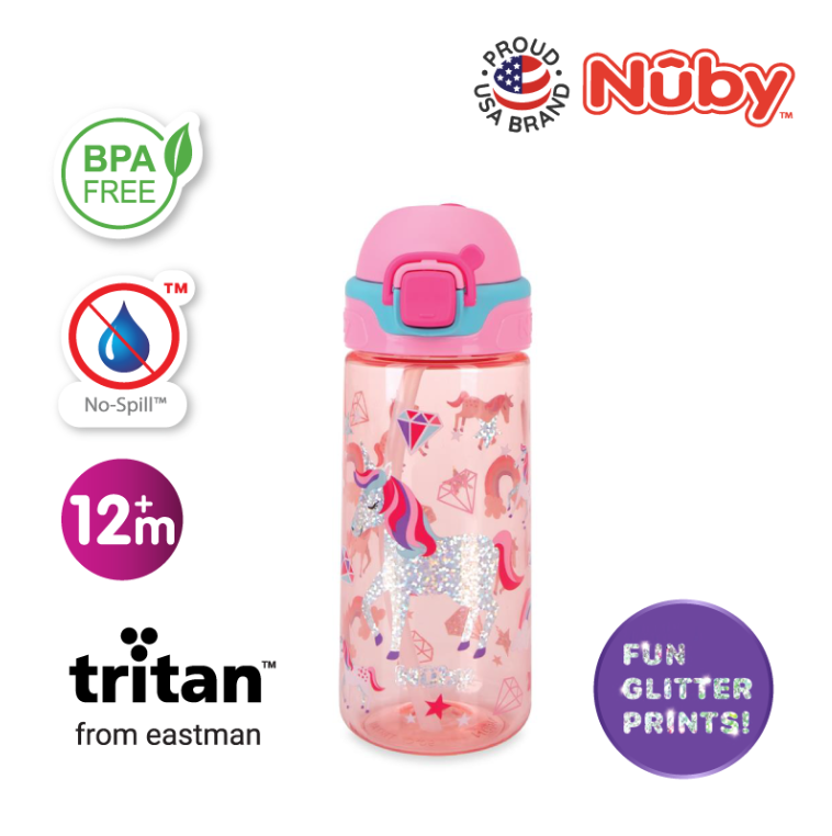 Nuby Tritan With Silicone Spout With Glitter Flip- It Bolt Cup-Bebehaus