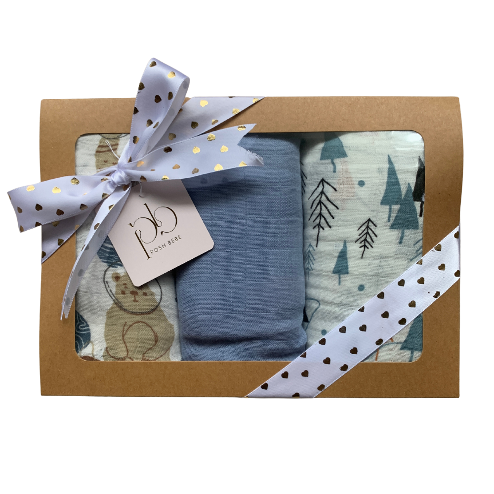 Posh Bebe Swaddle Gift Set 3pc Assorted-Bebehaus