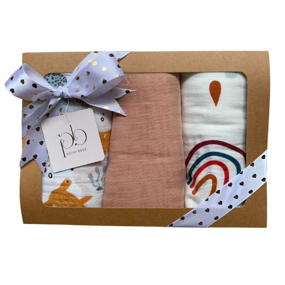 Posh Bebe Swaddle Gift Set 3pc Assorted-Bebehaus