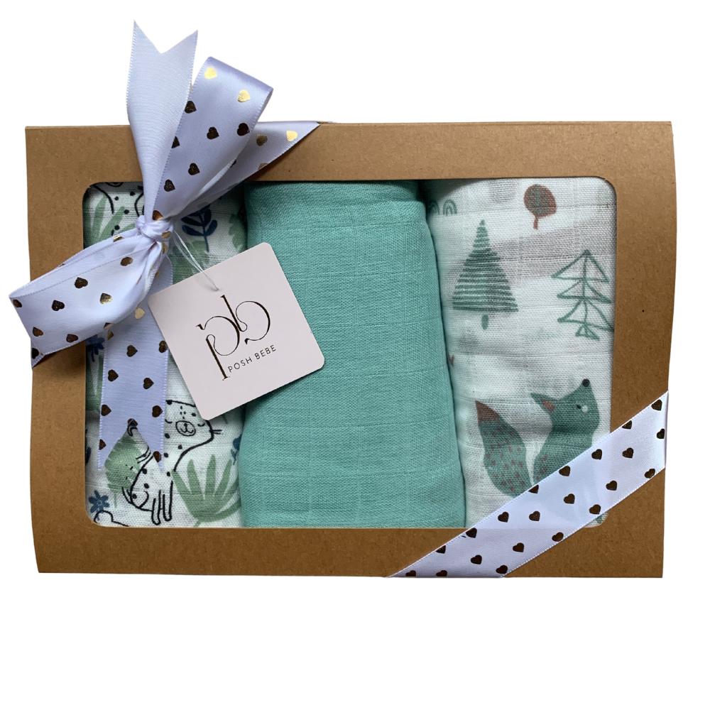 Posh Bebe Swaddle Gift Set 3pc Assorted-Bebehaus
