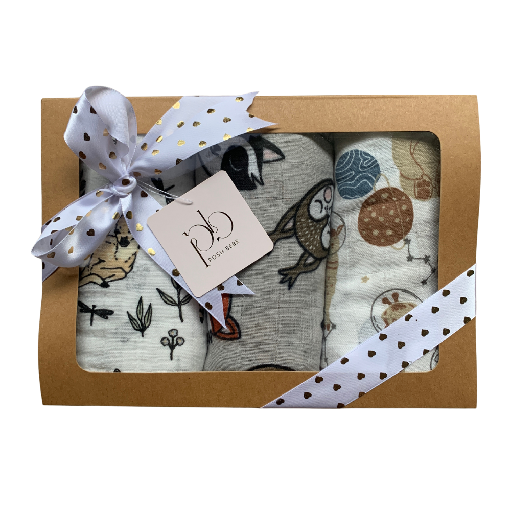 Posh Bebe Swaddle Gift Set 3pc Assorted-Bebehaus