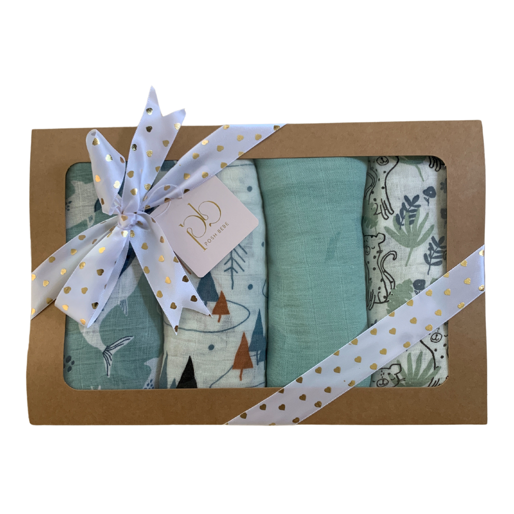 Posh Bebe Swaddle Gift Set 4pc Assorted-Bebehaus