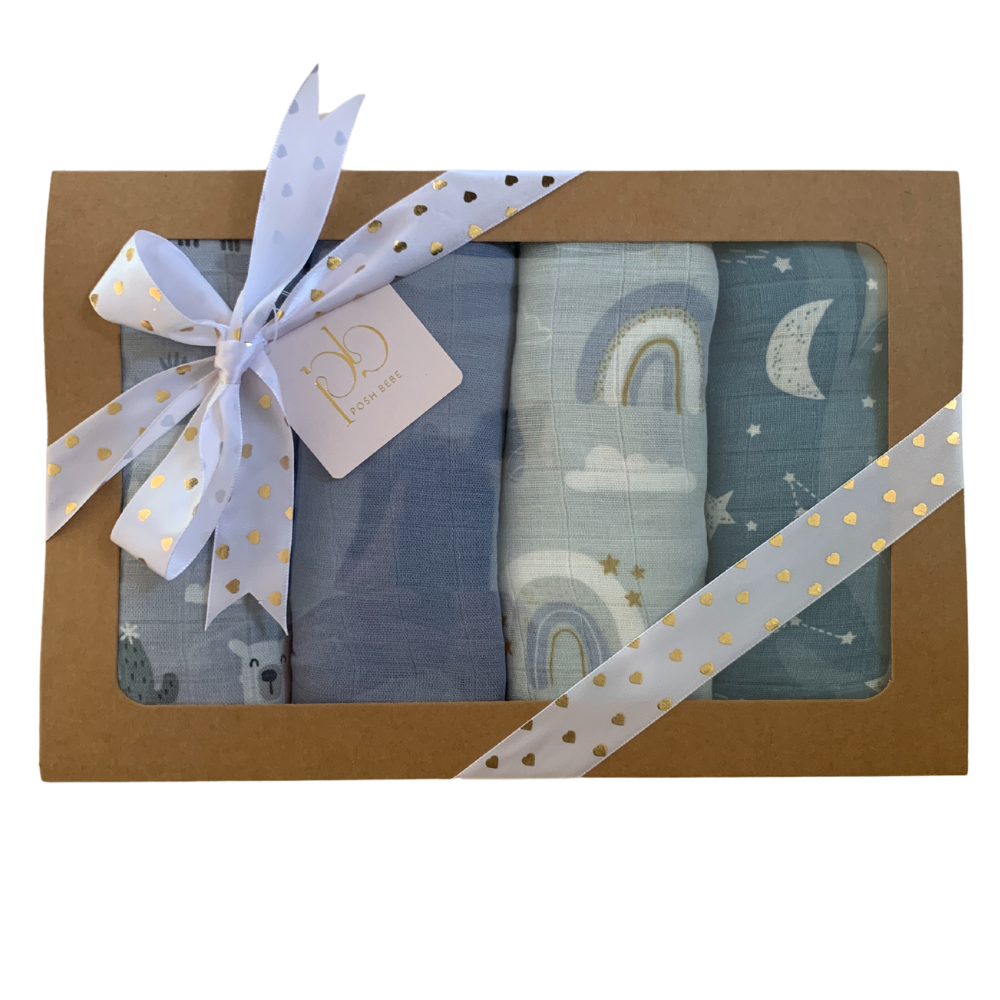 Posh Bebe Swaddle Gift Set 4pc Assorted-Bebehaus