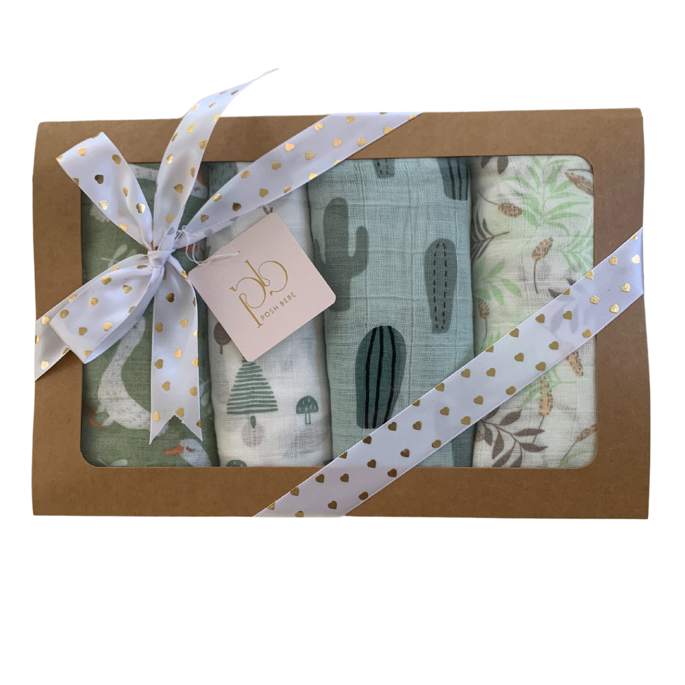 Posh Bebe Swaddle Gift Set 4pc Assorted-Bebehaus