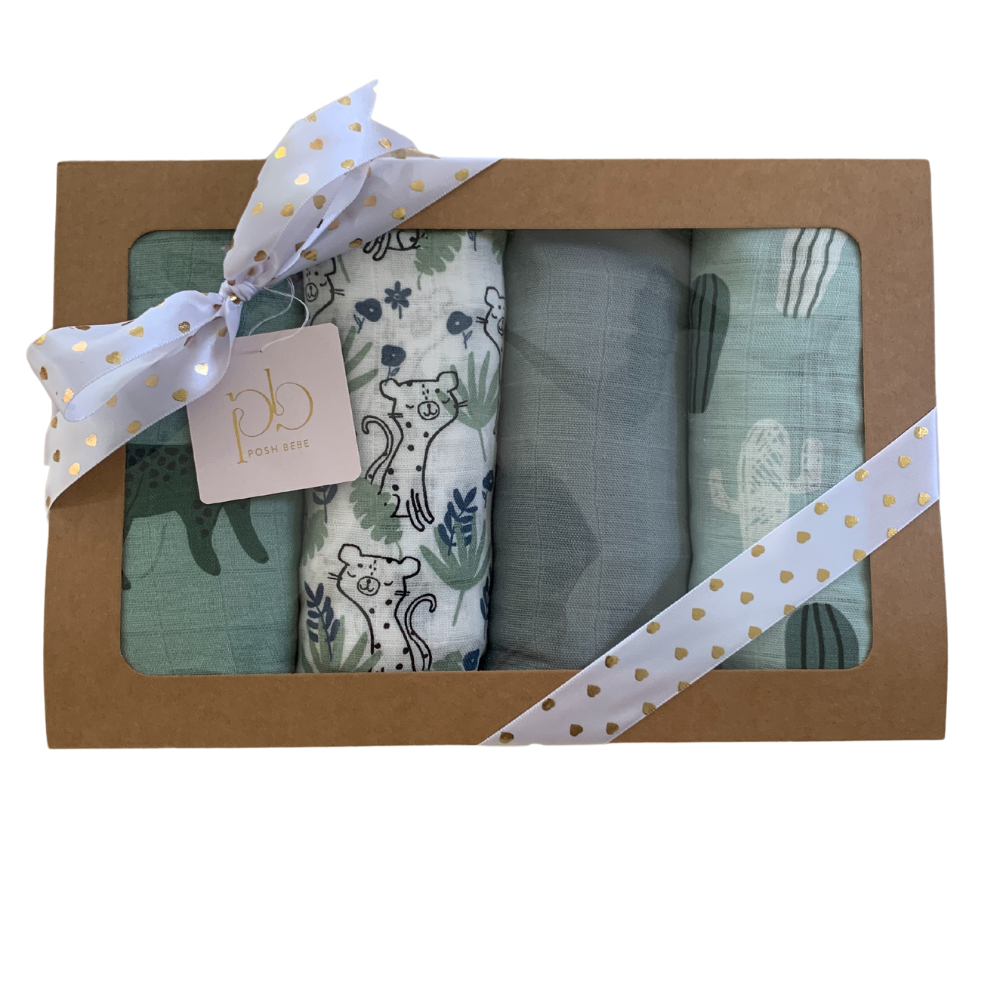 Posh Bebe Swaddle Gift Set 4pc Assorted-Bebehaus