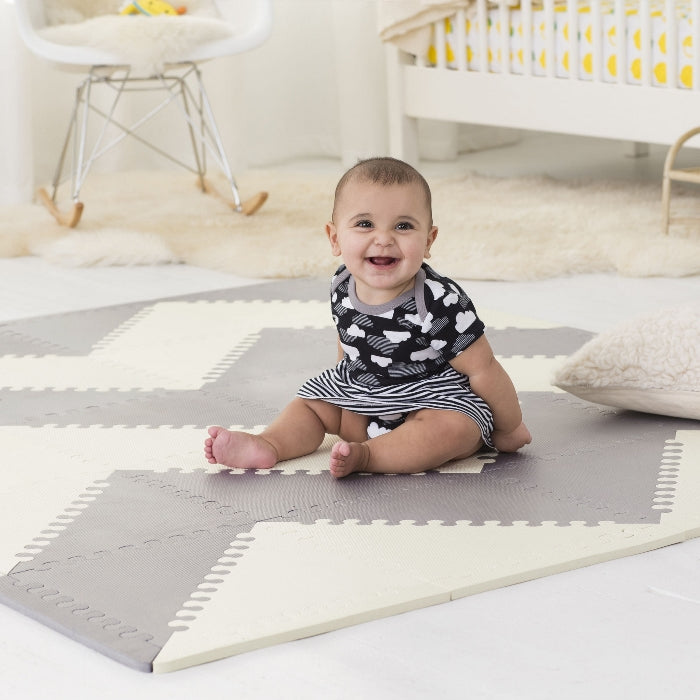 Skip Hop Playspot Geo Foam Floor Tiles Grey Cream-Bebehaus