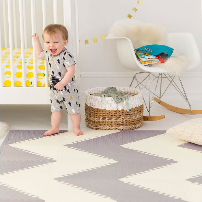 Skip Hop Playspot Geo Foam Floor Tiles Grey Cream-Bebehaus