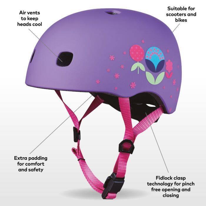 Micro Helmet PC Floral Purple-Bebehaus