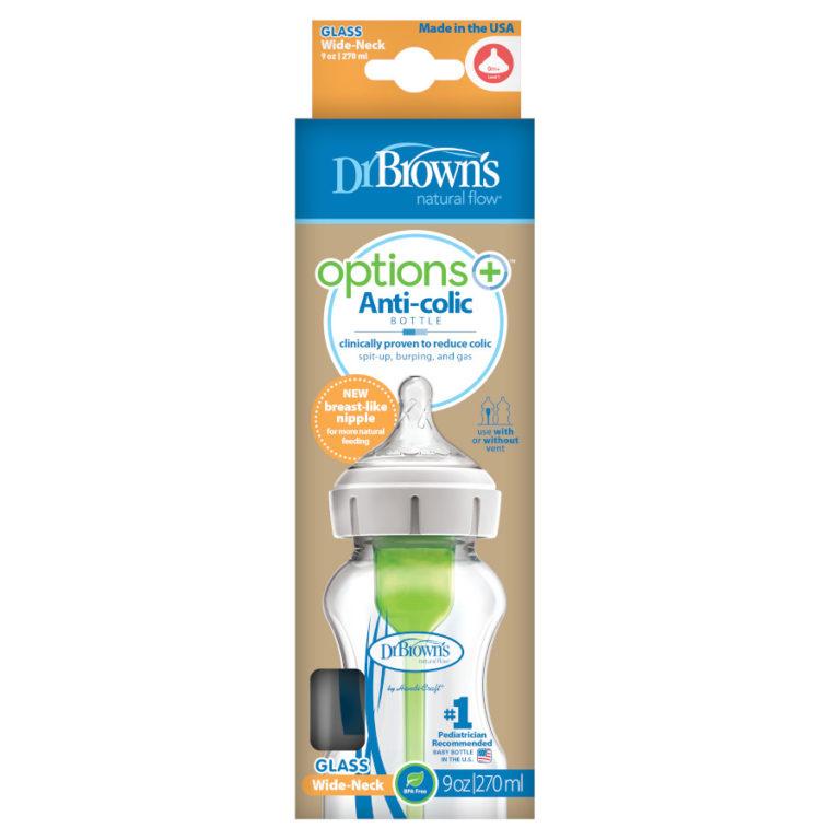 Dr. Brown's Natural Flow® Options+™ Anti-colic Baby Bottle (Glass/ Wide-Neck)-Bebehaus