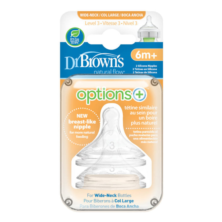 Dr. Brown's Natural Flow® Options+™ Baby Bottle Nipples Wide-Neck-Bebehaus