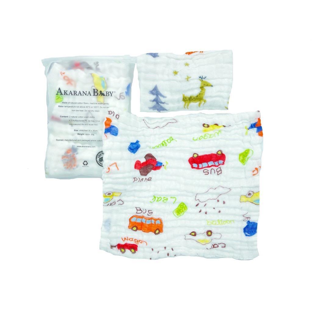 Akarana Baby Muslin Wash Cloths-Bebehaus
