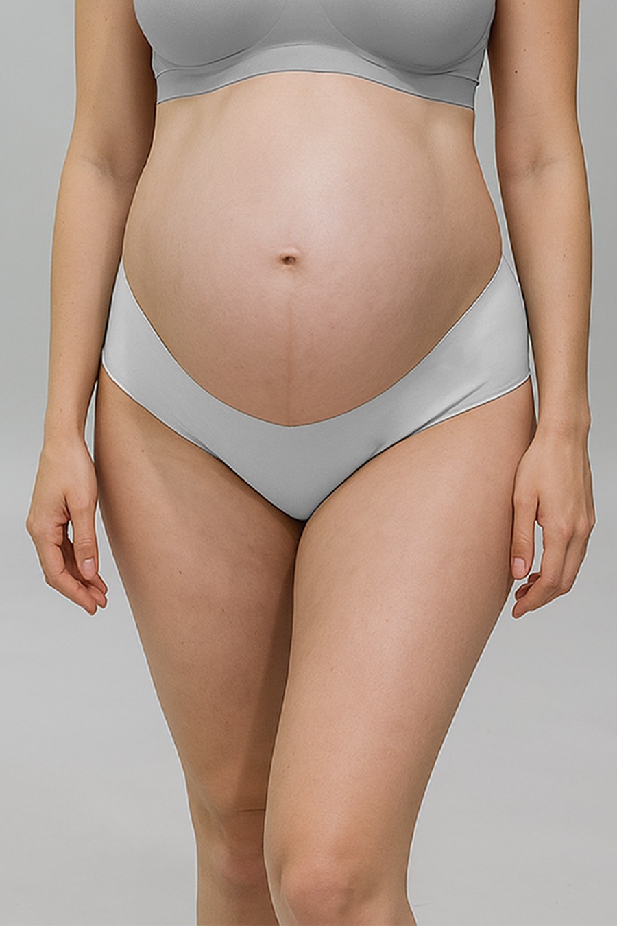 9 Months Antibacterial Maternity Seamless Panties - Light Grey