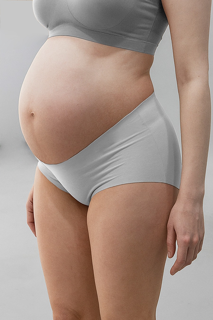 9 Months Antibacterial Maternity Seamless Panties - Light Grey