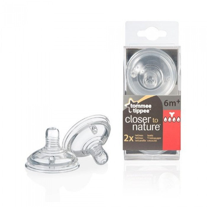 Tommee Tippee Closer to Nature 2-Pieces Teats 6m+ Thick Feed-Bebehaus