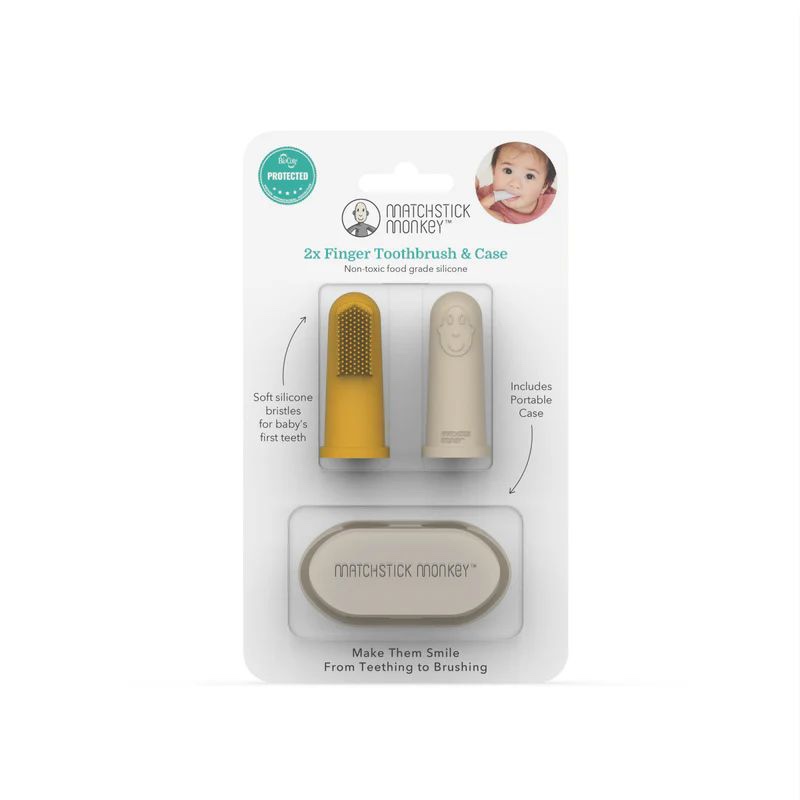 Matchstick Monkey Finger Toothbrush W/ Portable Case 2pcs