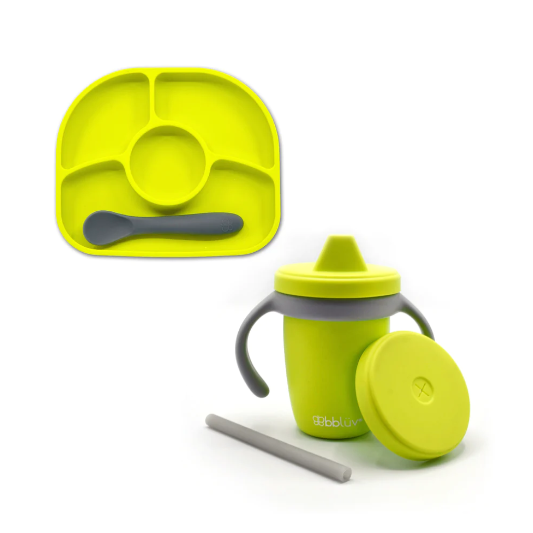bbluv Yumi Anti Spill Silicone Plate & Spoon-Bebehaus
