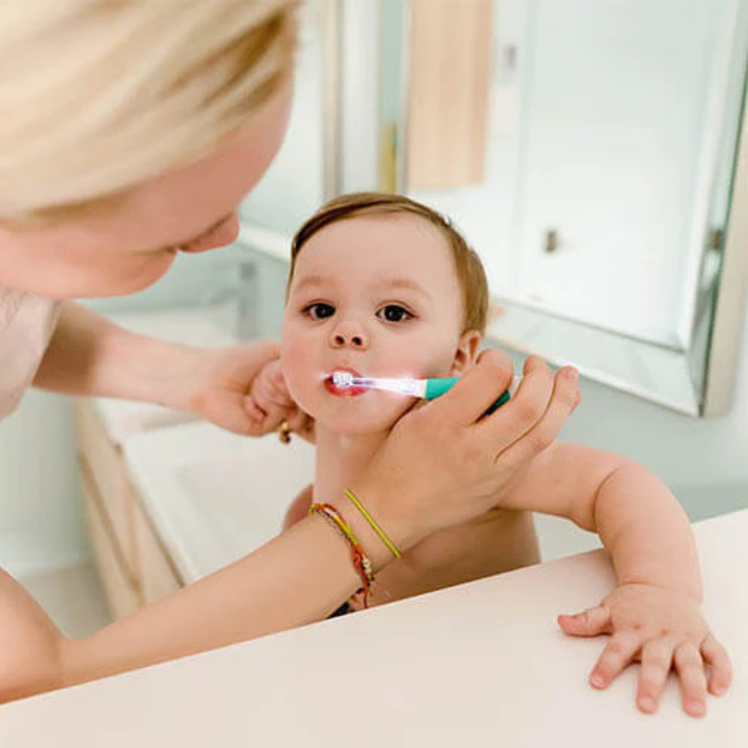 bbluv Sonik 2 Stage Baby/Toddler Toothbrush - Aqua-Bebehaus