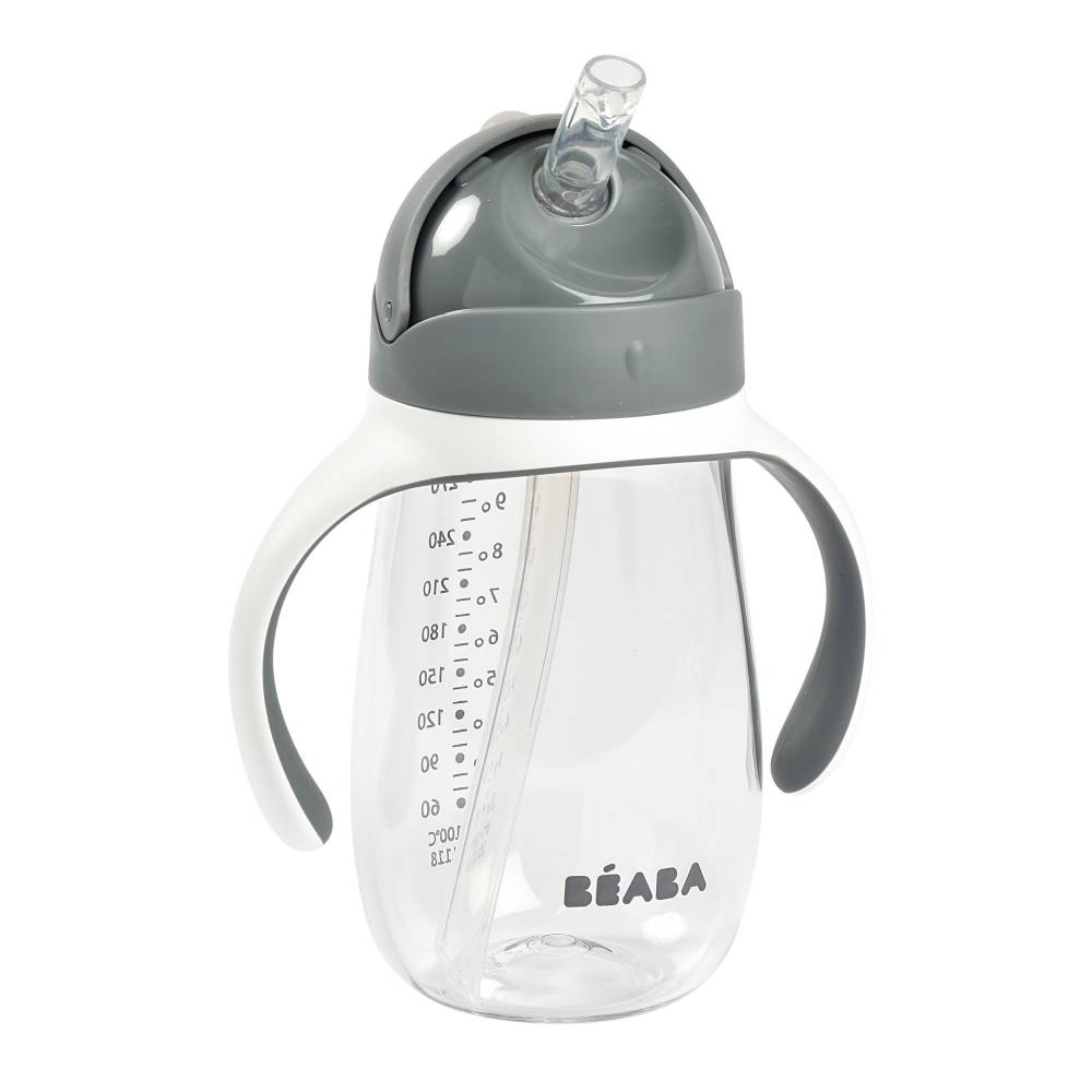 Beaba Straw Cup 300ml - Mineral Grey-Bebehaus
