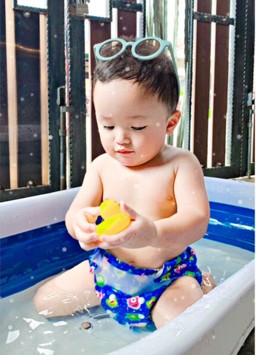 Cheekaaboo 2n1 Swim & Reusable Cloth Diaper 3-36 months - Blue/Monster-Bebehaus