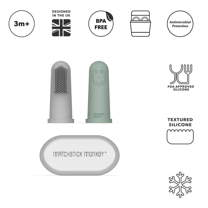 Matchstick Monkey Finger Toothbrush W/ Portable Case 2pcs