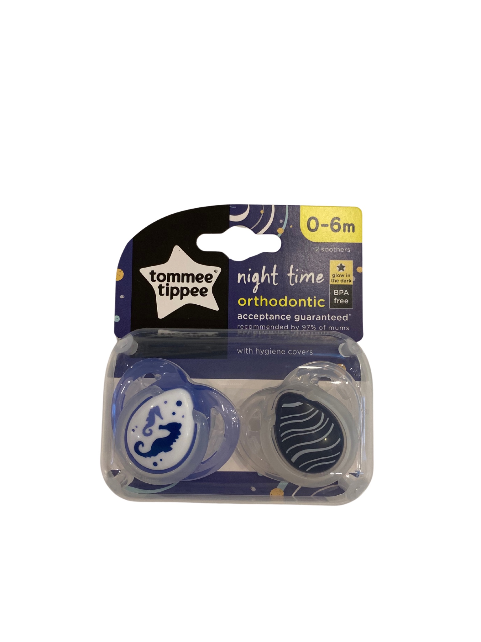 Tommee Tippee Orthodontic Soother Night Time 0-6m PK2