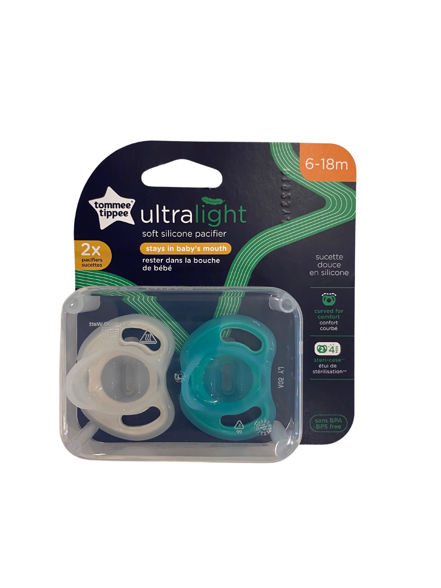 Tommee Tippee Soother Ultra Light 6-18m Silicone Green/White