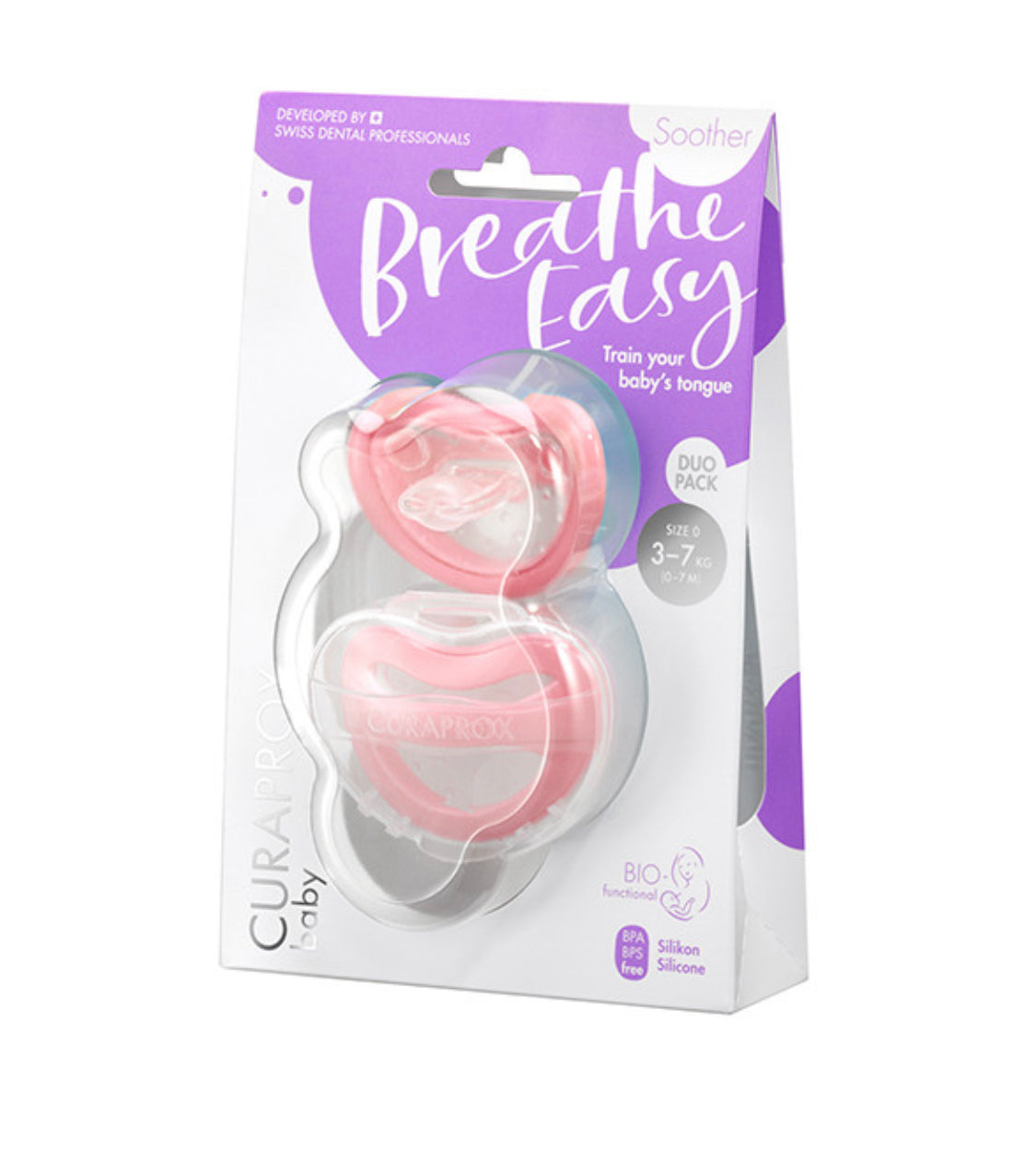Curaprox Baby Soother Pink size 0 duo-Bebehaus
