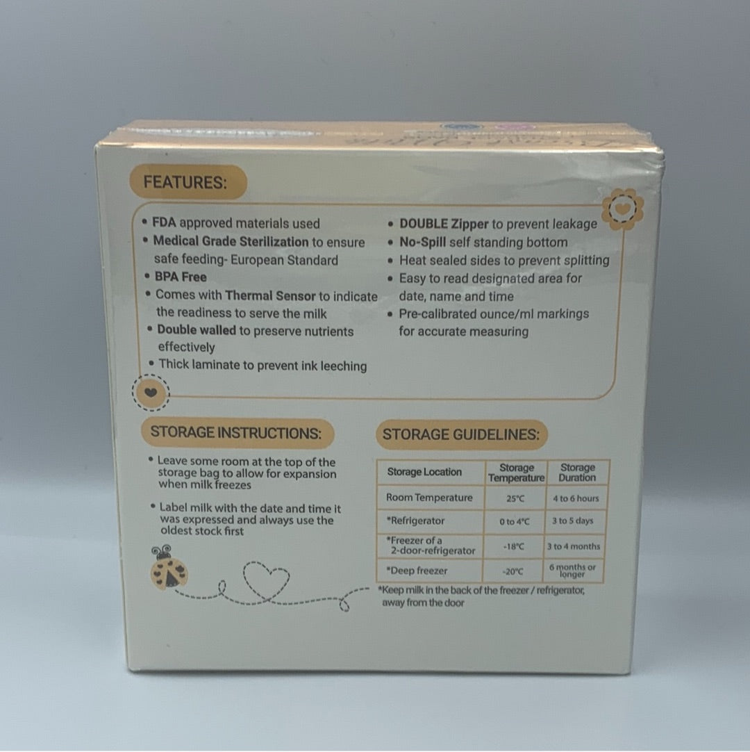 Autumnz Double Zip Lock Breastmilk Storage Bag w/ Thermal Sensor (5oz/ 8oz/ 12oz)-Bebehaus