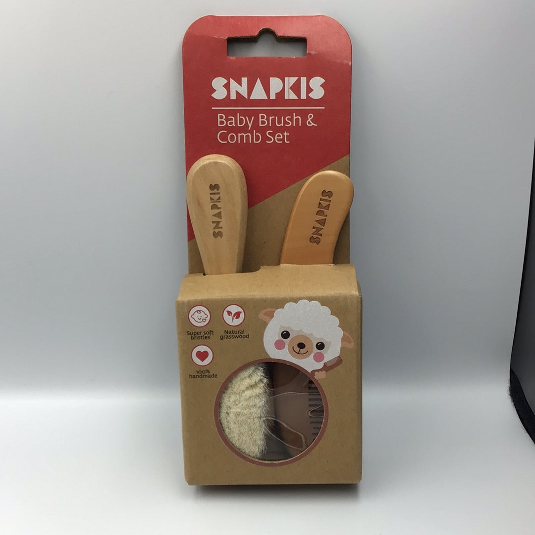 Snapkis Baby Wooden Hair Brush & Comb Set