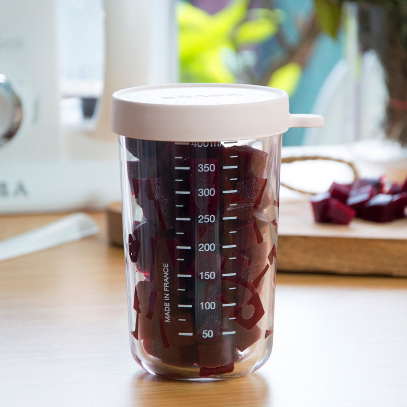 Beaba Glass Container 400ML Pink-Bebehaus
