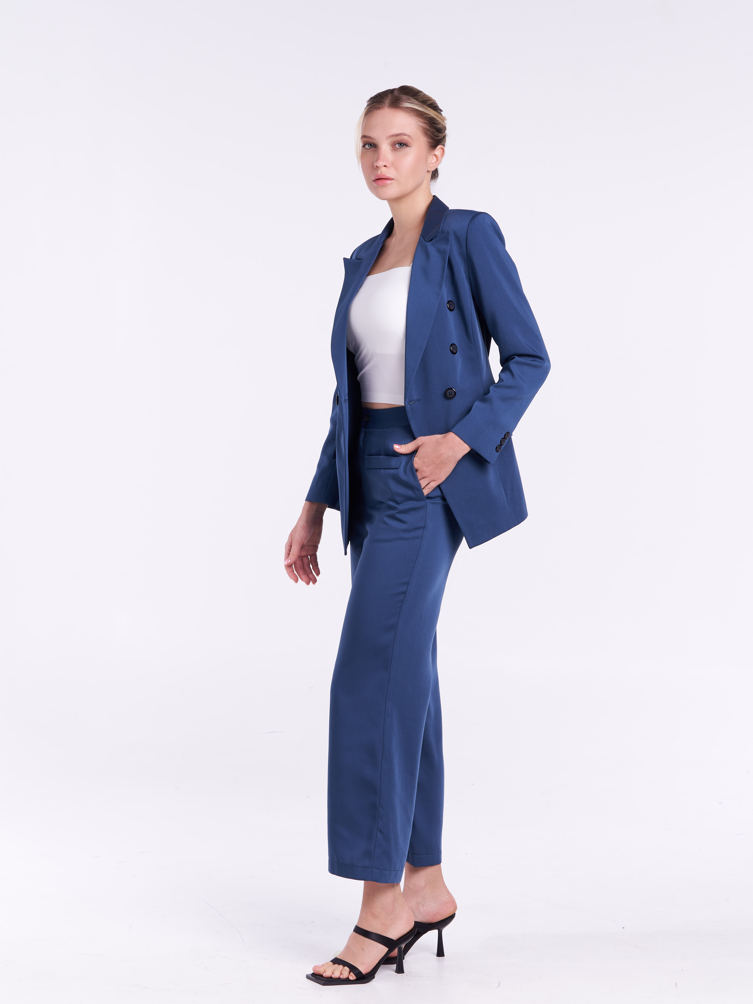 Classique High Waist Pants [Sapphire Blue]