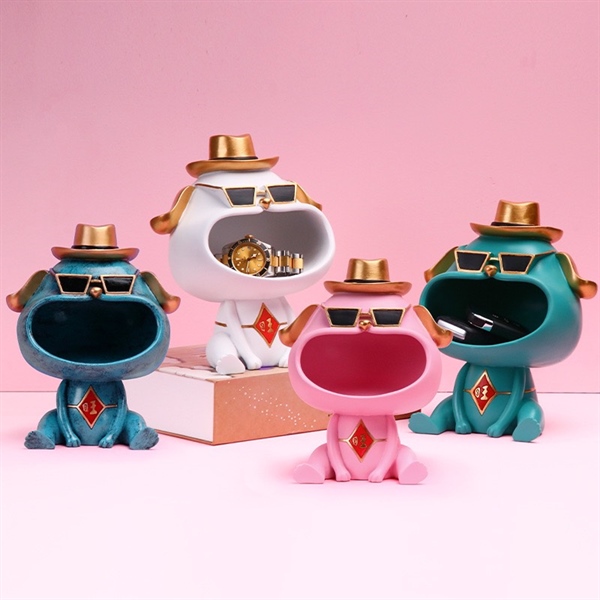 Chú cún đeo kính decor - Hồng