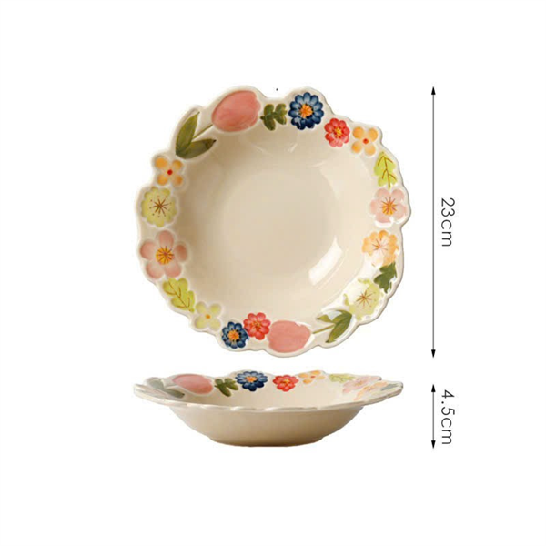 Đĩa sâu lòng vườn hoa xuân 23x4.5cm