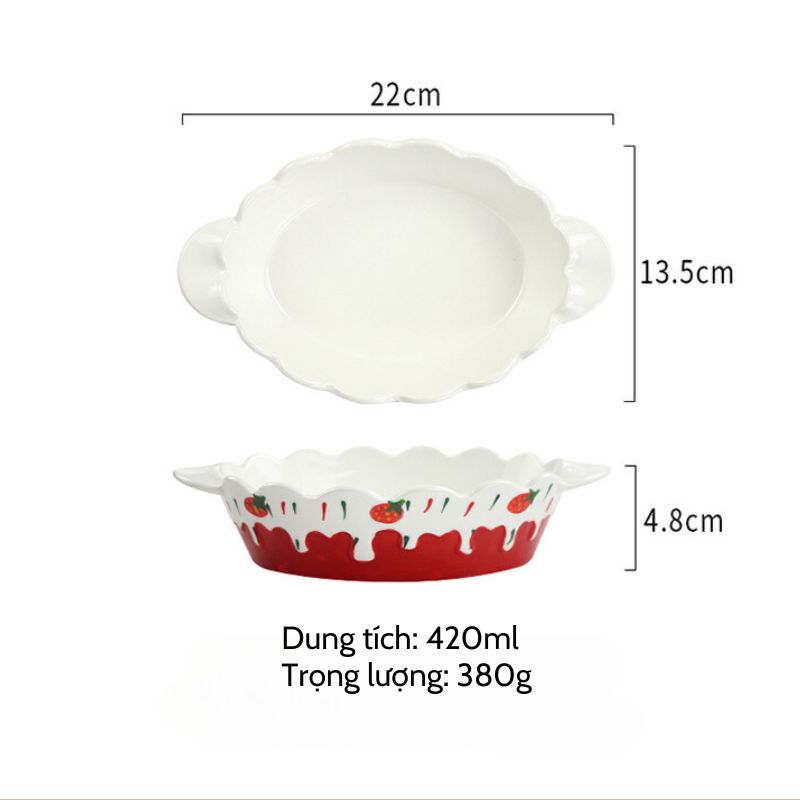 Khay oval kem dâu chảy 22x13.5x4.8cm