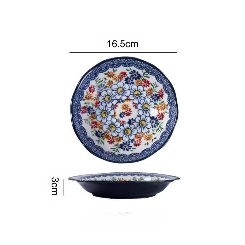 Đĩa tròn hoa cúc xanh 16.5x3cm