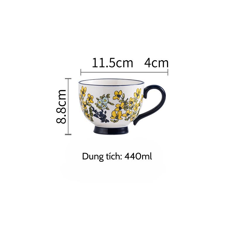 Cốc hoa cải vàng dáng chân cao 440ml
