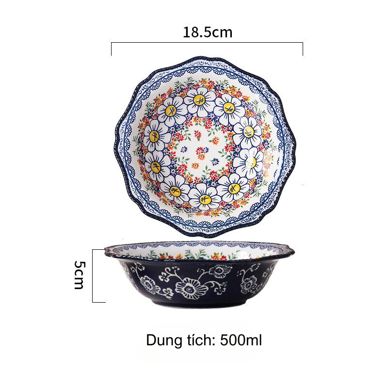 Bát trộn hoa cúc xanh 18.5x5cm (500ml)