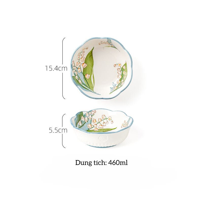 Bát viền cánh hoa hoa linh lan 15.4x5.5cm (460ml)