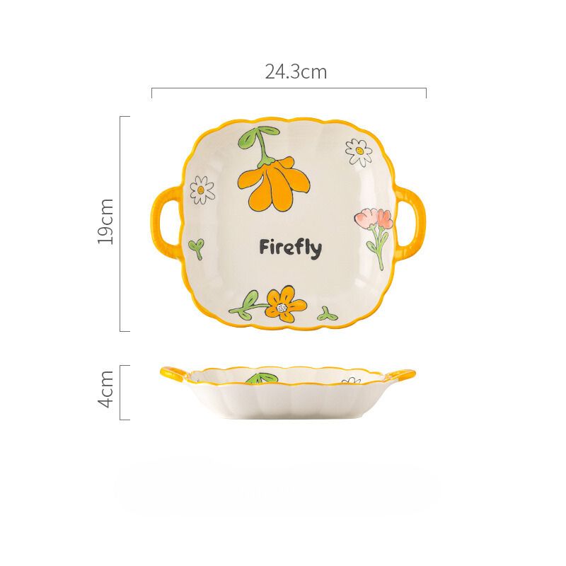 Khay vuông 2 quai Firefly 19x4cm