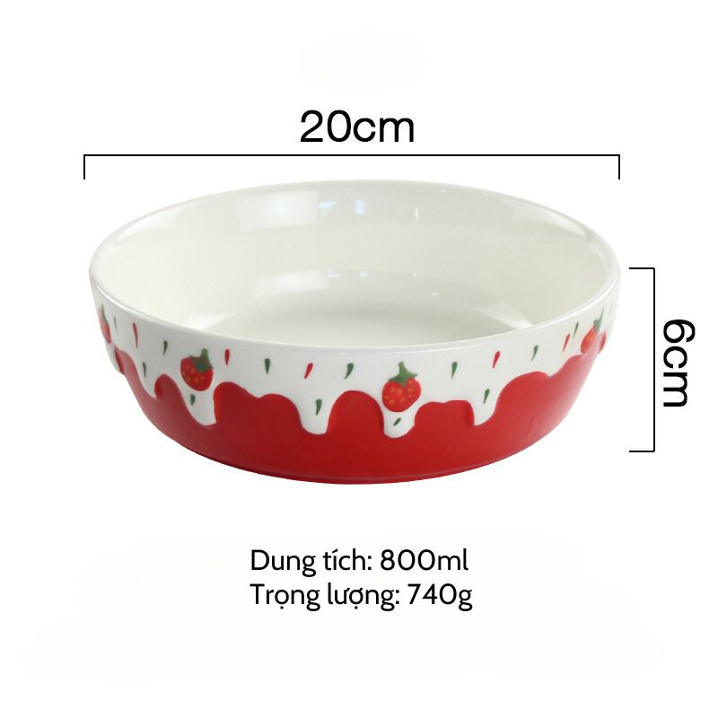 Bát salat kem dâu chảy 20x6cm