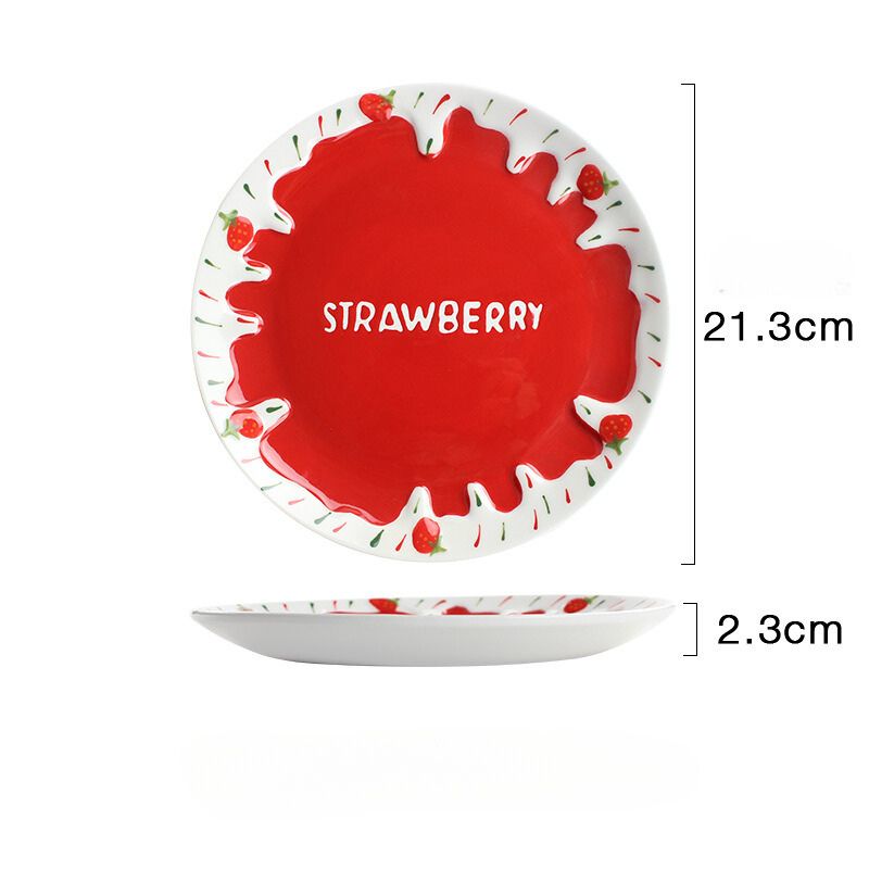 Đĩa tròn nông kem dâu chảy 21.3x2.3cm