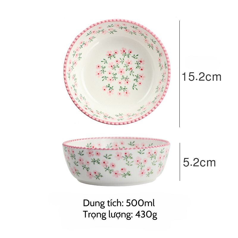 Bát hoa nhí hồng 15.2x5.2cm (500ml)