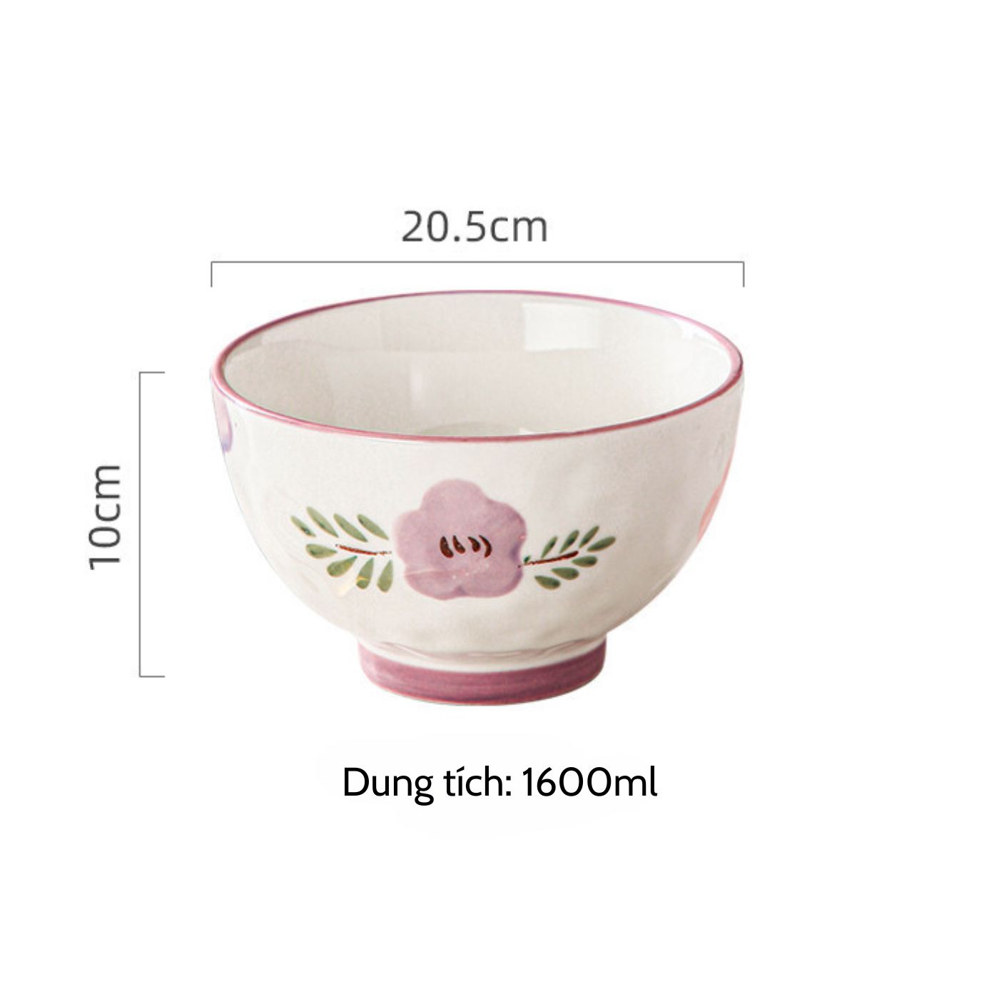 Bát canh lớn hoa tím 20.5x10cm (1600ml)
